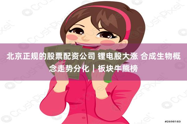 北京正规的股票配资公司 锂电股大涨 合成生物概念走势分化｜板块牛熊榜